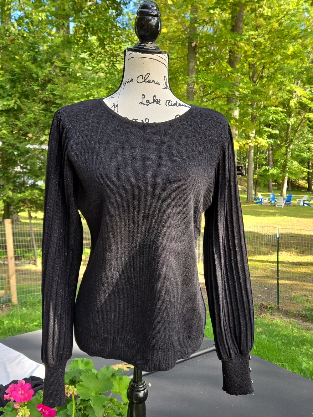 Nanette Lepore Black Shimmer Crew Neck Sweater